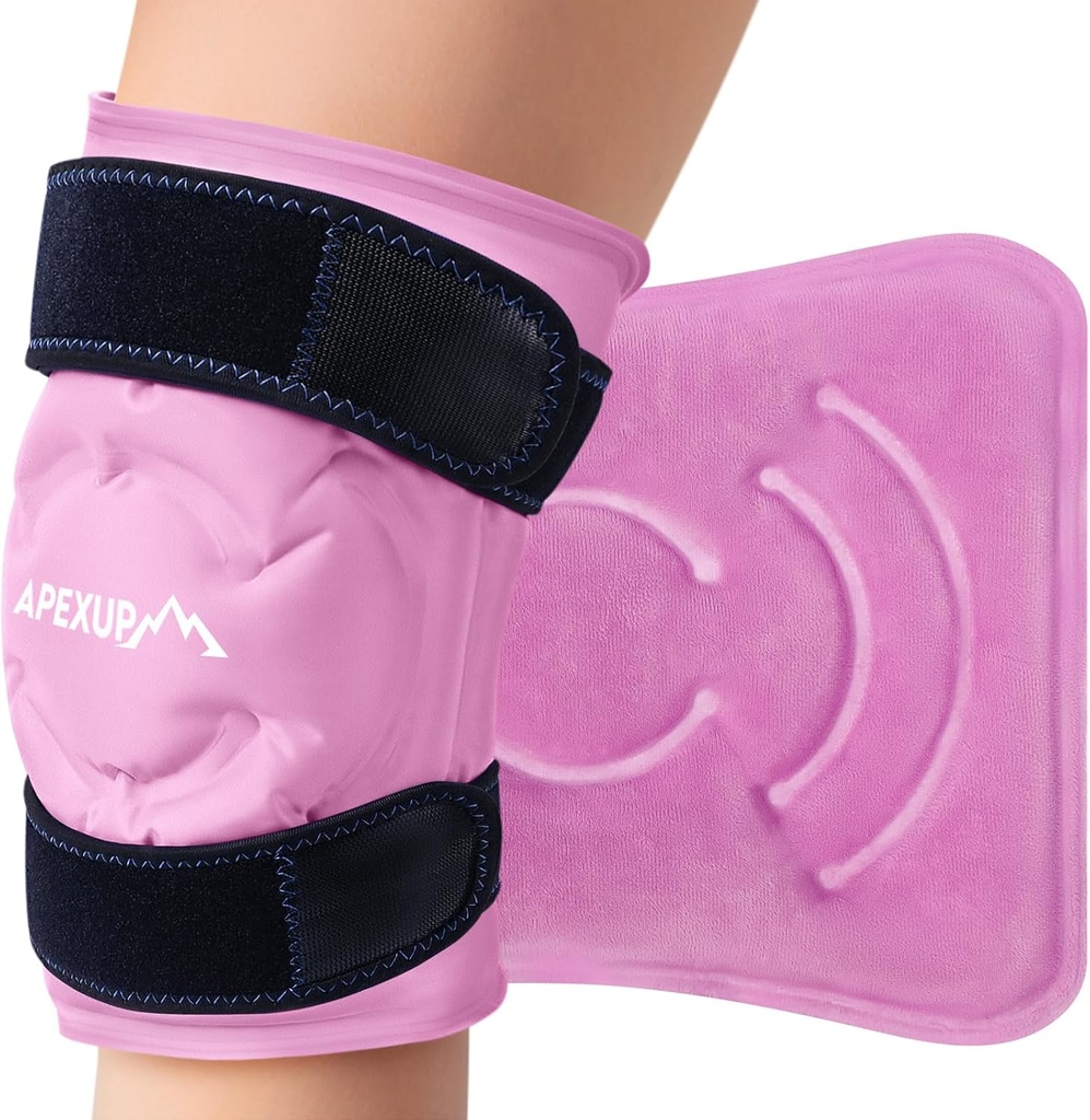 Paquet de glace APEXUP pour soulager la douleur au genou, grand enroulement réutilisable après chirurgie, gel froid flexible pour blessures, soulagement de la douleur pour le dos, l'épaule, l'écorce, la cheville et la jambe (puce, L, 1PK)