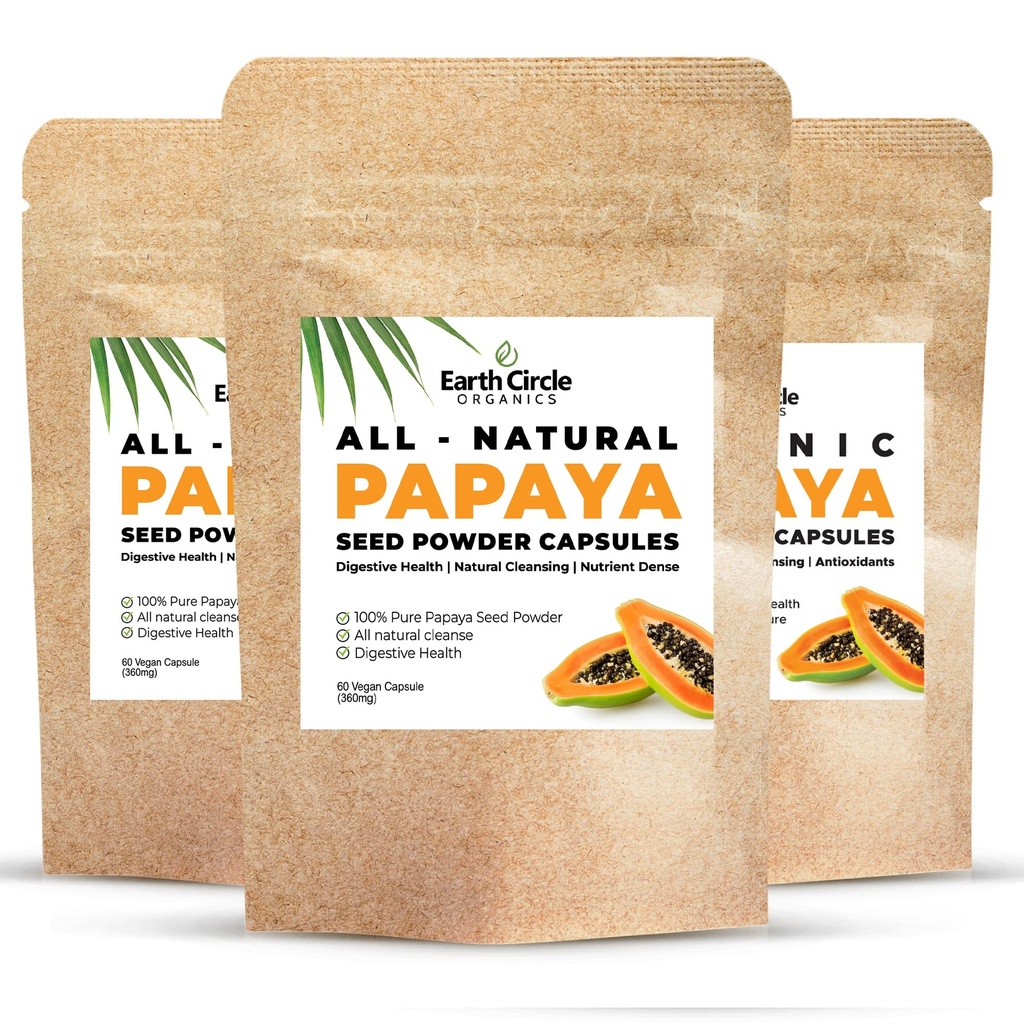 Capsules de poudre de papaye – supplément puissant de papaine avec des vitamines A, C, & E et enzymes pour la digestion et la santé Gut – 360mg/Serveur – 60 Capsules végétaliennes par emballage (paquet de 3, 90-180 jours)