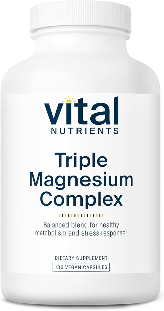 Nutriments vitaux Supplément triple Magnésium complexe de Végétalien Magnésium Glycinate, Malate et Oxide 250mg.