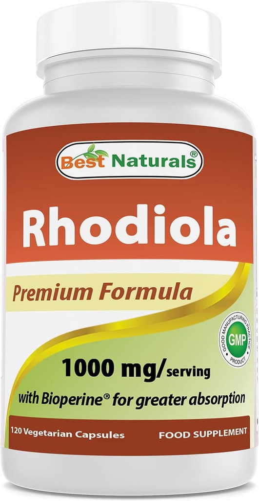 Meilleurs Naturals Rhodiola avec Bioperine 1000mg Servir - 120 Capsules de Veggie