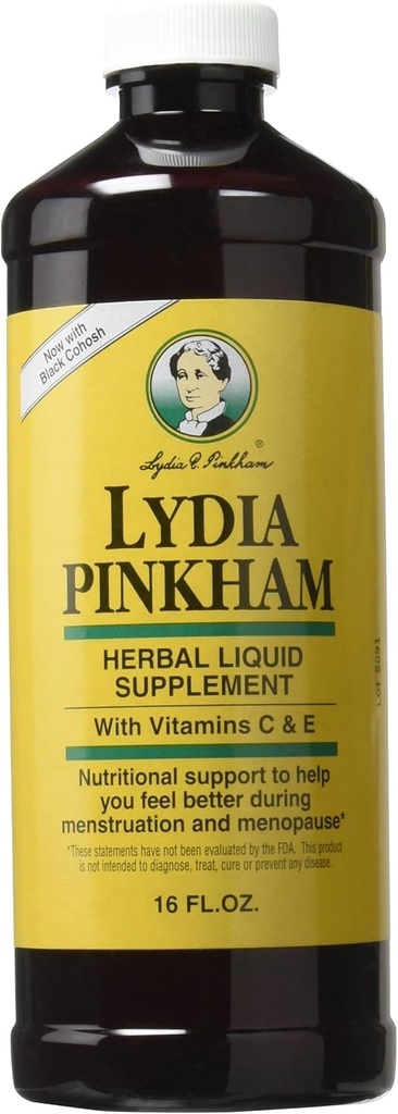 Lydia Pinkham Liquid Herbal Supplément pour menstruation et soutien à la ménopause, 16 Once