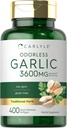 Carlyle Odorless Ail Softgels 3600 mg , 400 Count , 400 Alnium Sativam Bulb , Supplément sans gluten