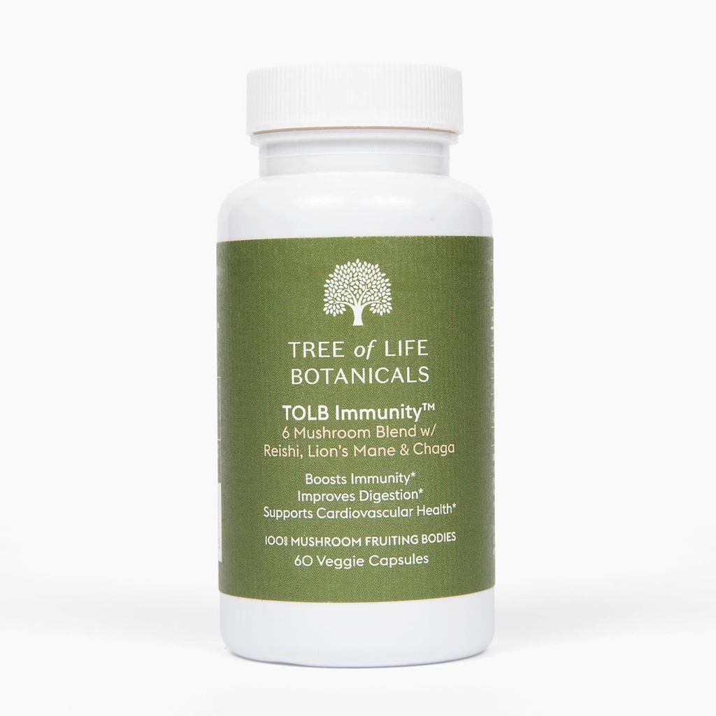 Complexe de champignons d'immunité - Reishi, Lion, Mane, Chaga, Cordyceps, Turkey Tail, Shitaake - Soutien du système immunitaire, Réponse inflammatoire, Digestion, Soutien du cerveau (60 comte)