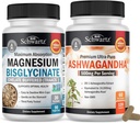Capsules d'Ashwagandha (2 mois d'approvisionnement) Plus Capsules de bisglycinate de magnésium à absorption élevée (1 mois d'approvisionnement