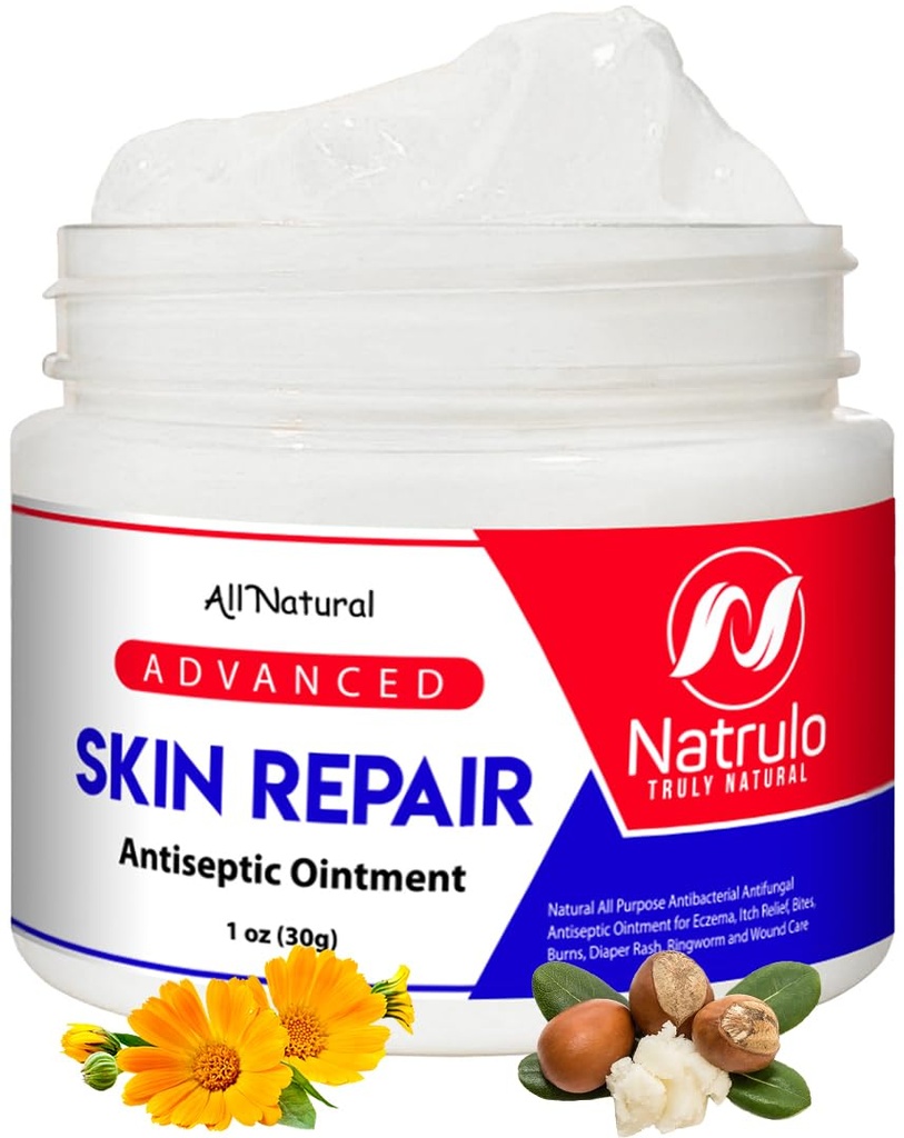Natrulo Skin Repair Cream | Natural All Purpose Ointment for Eczema, Itch Relief, Bites, Burns, Diaper Rash, Ringworm, Wound Care | Repair Rescue Skincare Salve
