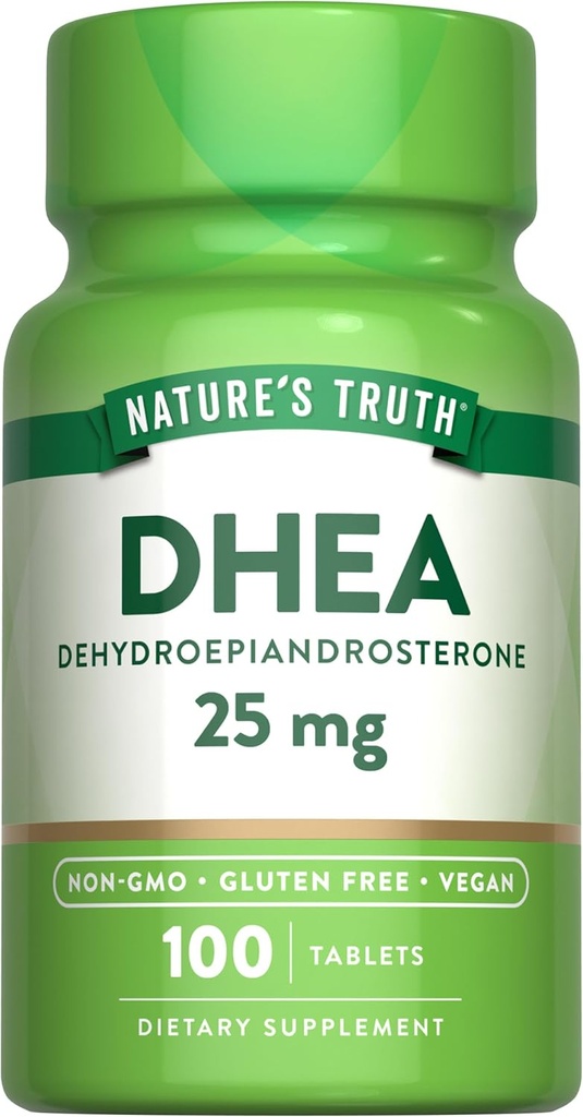 Nature's Truth DHEA 25mg Comprimés de 100 comtes, sans OGM et supplément sans gluten