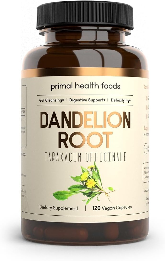 Racine de dandelion biologique 1000 mg de solution digestive, nettoyage et désintoxication Végétarien, non-OGM
