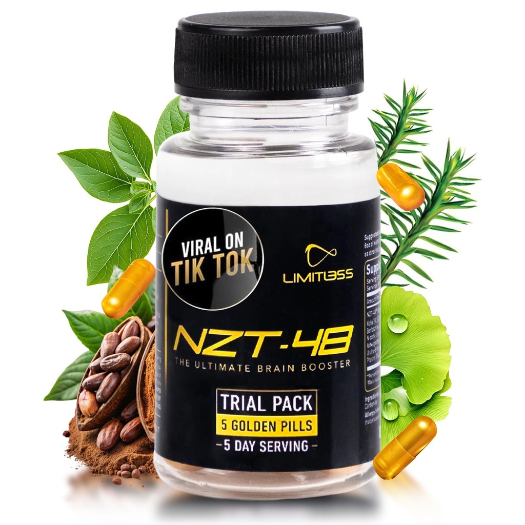 Booster Cerveau Nootropique Premium - Supplément Cerveau pour la Mémoire + Focus + Énergie Naturelle - Caféine, Phosphatidylsérine, Vitamines B6 B12-5ct Capsules - Pack Voyage
