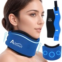Atsuwell Neck Brace pour le sommeil, Col cervical doux pour le soutien, Ajustable Neck Support Brace avec les paquets de gel froid chaud réutilisable pour la pression de bureau, Fatigue, Bleu