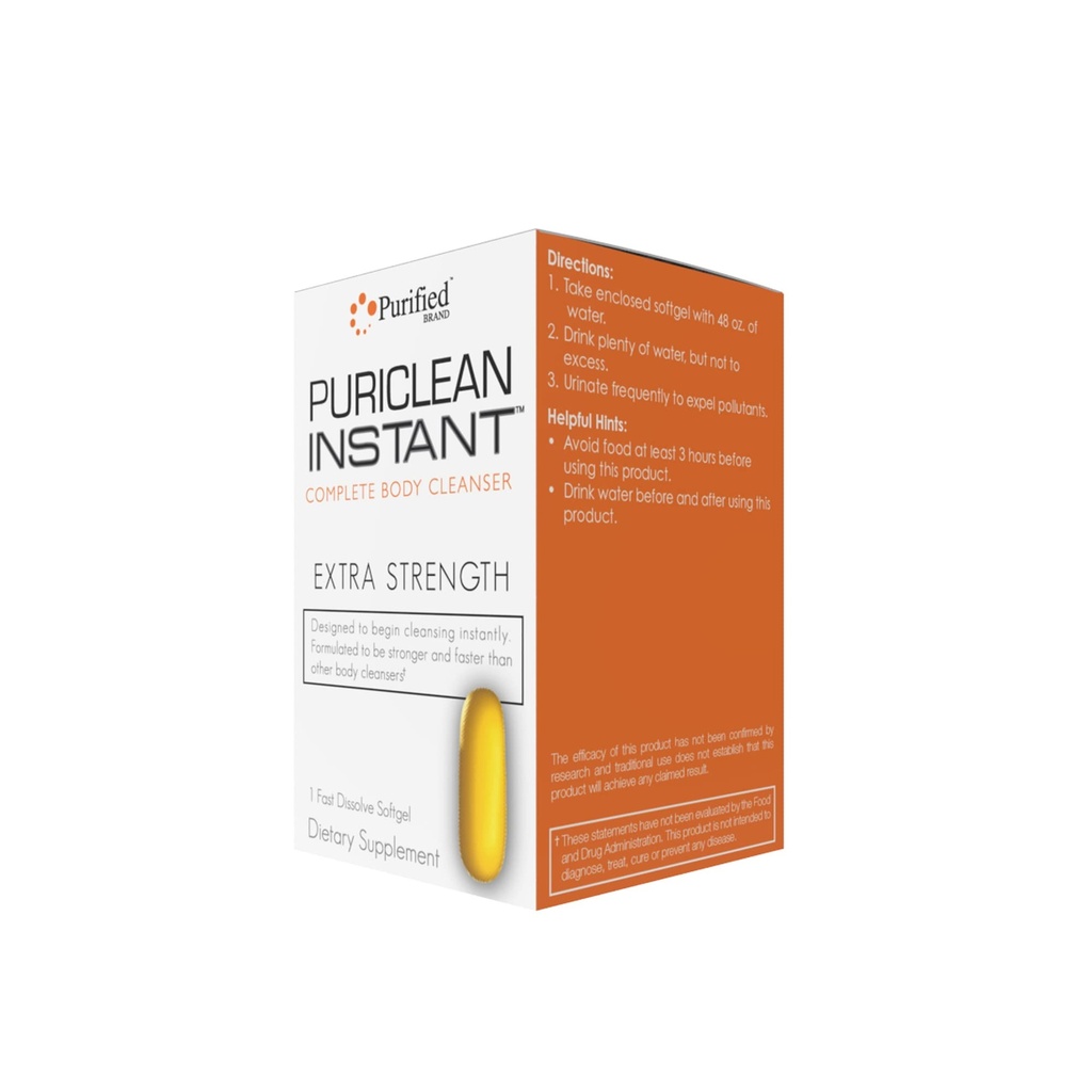 Wellgenix Puriglean Instant Complete Body Cleanser, 1 Softgel à action rapide, Premium Extra Strength Herbal Cleanse Detox, Supplément de support de désintoxication d'une heure