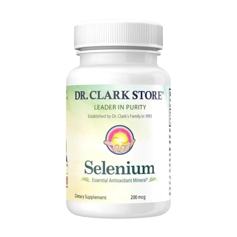 Dr Clark Sélénium Supplément 200 Mgg - Capsules alimentaires avec minéraux essentiels - Améliore la fonction thyroïdienne, support immunitaire - 100 Capsules