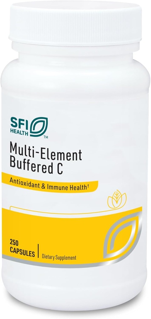 SFI Health Klair Labs Capsules de vitamine C tamponnées avec des bioflavonoïdes Quercetin et L-Glutathion pour soutenir la fonction immunitaire et la protection antioxydante - Hypoallergénique et doux sur l'estomac (250 capsules)