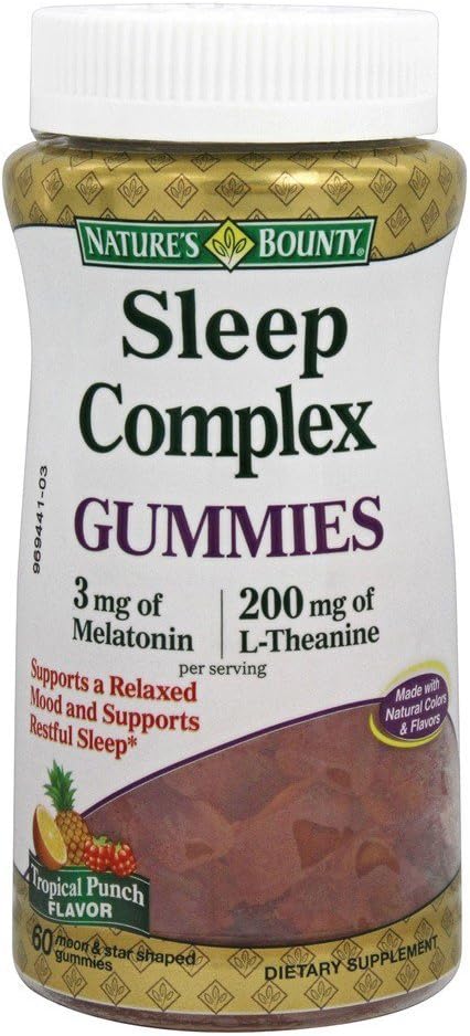 Nature's Bounty Sleep Complex Gummies 60ct, 3 Millgrammes Melatonine, 200 milligrammes L-Theanine Gummies (2 Pack)
