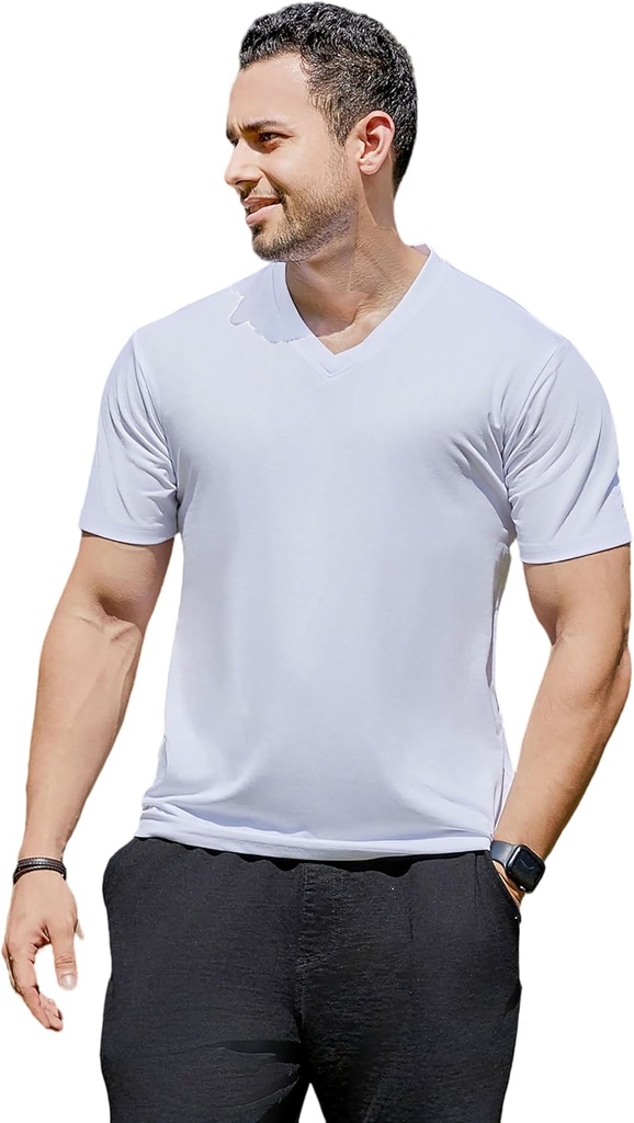 T-shirt à manches courtes V-Neck pour hommes Sous-shirt V Collier mince Fit Breathable Coton Blend Tee Chemises pour pyjama