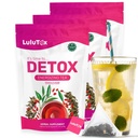 LULUTOX Detox Tea - Mélange à base de plantes avec du dandelion, du ginseng et du gingembre - Soutient un poids sain, une santé digestive - Vegan, tout naturel, sans laxatif - Saveur de pêche (3 pack x 28 portions)