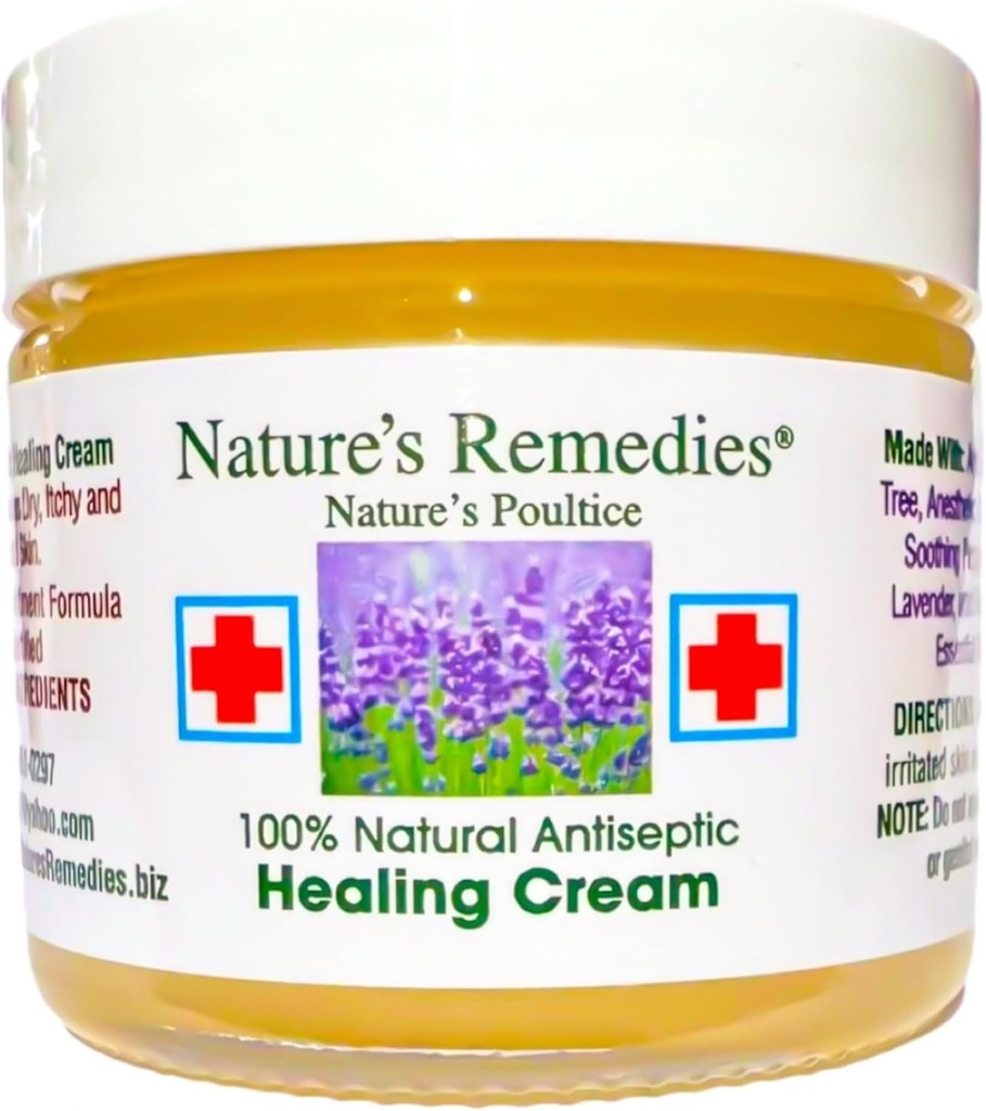 « Crème antiseptique 100% naturelle » Guérir et adoucir la peau infectée, les plaies de lit, les plaies, les plaies, les ulcères douloureux, les démangeaisons, les éclats, les crachats, les brûlures, l'ivraie poison, l'eczéma, le psoriasis 2 oz.