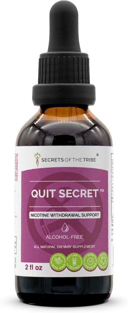 Quitter l'extrait secret sans alcool, réglisse,Lungwort,Nutmeg,St. John's Wort. Teinture de glycérite, soutien au retrait de la nicotine (2 fl oz)
