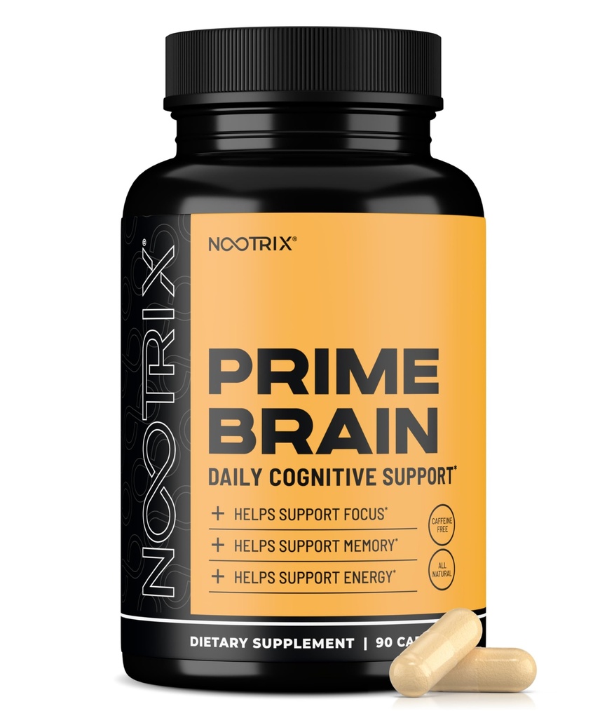 Nootrix Prime Cerveau Nootropic Supplement soutient la mémoire, la concentration mentale, la santé cognitive et l'énergie.