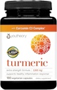 Youtheory Turmeric Extra Strength - Supplément de 1 000 mg Turmeric - avec 10 mg de poivre noir - Curcumin Joint Support* - Soy, lait et sans gluten - 180 capsules végétariennes