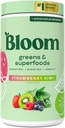 Bloom Nutrition Superfood Greens Poudre, Enzymes digestifs avec probiotiques et prébiotiques, Gut Health, Bloating Relief pour les femmes, Chlorella, Green Juice Mix w Beet Root Powder, 60 SVG, Strawberry Kiwi