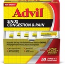 Advil Sinus Congestion et douleur, Sinus Relief Medicine, analgésique et réducteur de fièvre avec Ibuprofène et Phénylephrine HCl - 50 comprimés enrobés