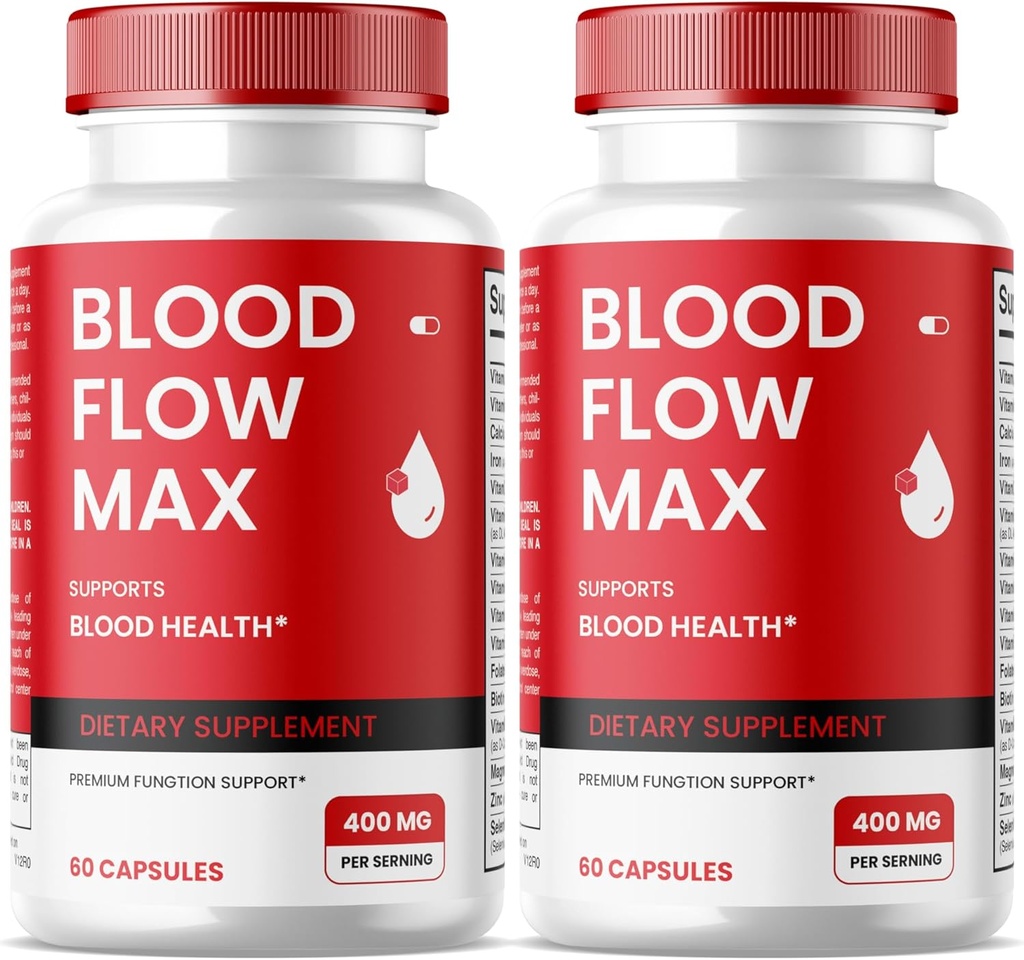 Débit sanguin Max Capsules, Débit sanguin Max Formule avancée Soutien sanguin, Supplément de force maximale pour la circulation sanguine saine, Toutes les pilules de vitamine naturelle pour le bien-être général - 2 Pack