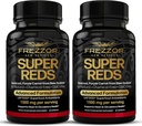 FREZZOR Super Reds Capsules with UAF1000+, All-Natural New Zealand Red Superfood Energy, Essential Red Fruits Veggies & Beets, Antioxidants, Enzymes, Energy Supplements, 180 Capsules, 2 Bottles