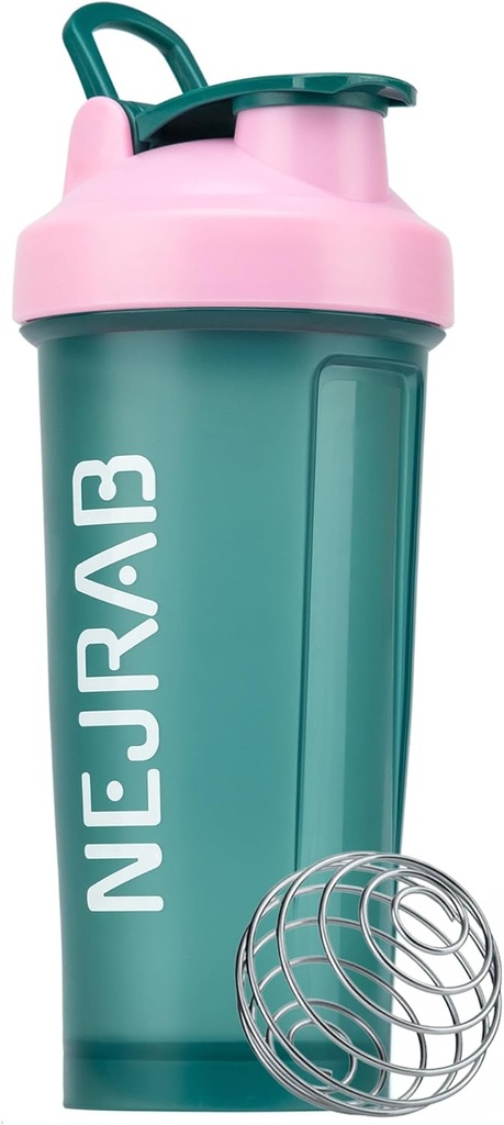 Bouteille de mélangeur de protéines - Bouteille de mélangeur de sport pour les mélanges de protéines et les shakes - 28 Oz, fuite-proof, tasses de shaker pour les shakes de protéines, pré-entraînement (vert), moyen, NJB 28-Oz