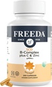 Complexe FREADA complet B avec vitamine C et zinc – Complexe Vitamine B légal SCD (B1, B2, B3, B6, B12) – 250 capsules végétariennes, convient à tous, y compris les abonnés du régime alimentaire SCD, soutien sanitaire quotidien