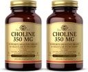 Solgar Choline 350 mg - 100 capsules végétales, boîte de 2 - non-OGM, végétalien, casher - 200 portions totales