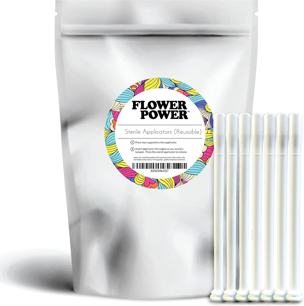 Flower Power Applicators suppositoire vaginal - Paquet d'applicateur suppositoire vaginal pour capsules d'acide borique - 7 pcs.