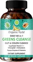 Super Greens Total Gut Health, Digestion & Colon Cleanse Supplement - All in One Organic superfoods, Turmeric, Papaya, Chlorophyll, Moringa, Psyllium Husk, Triphala, Digestive Enzymes – 60 Capsules