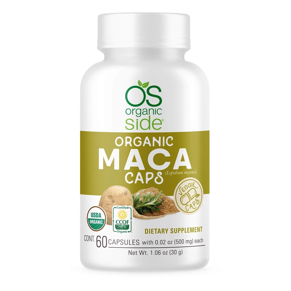 Capsules de Maca biologique, non-OGM, Vegan, 60 capsules pour l'énergie, équilibre hormonal et vitalité