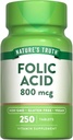 Nature's Truth Folic Acid | 800 mcg | 250 Tablets | Vegan, Non-GMO & Gluten Free Supplement