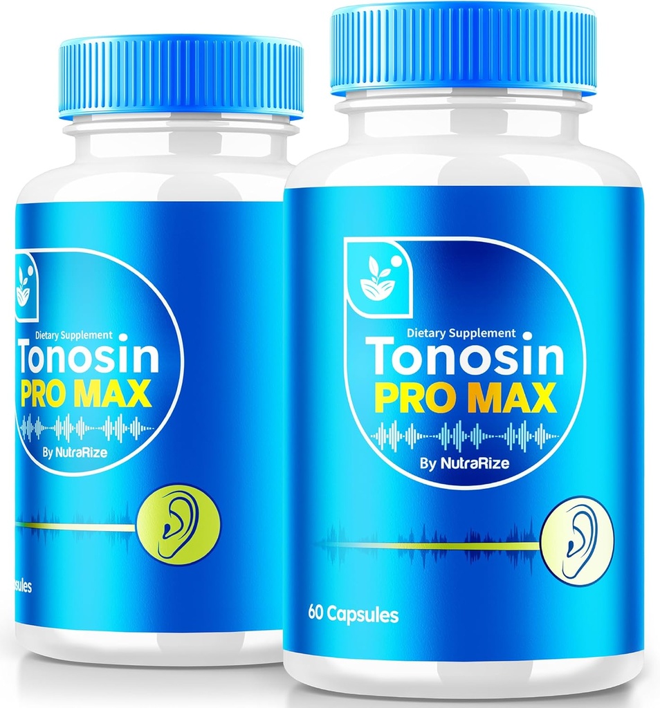 NutraRize (2 Pack) Tonosin Pro Max Capsules, Formule de Santé Oreille Officielle, Supplément All-Natural pour promouvoir la Santé Oreille Intérieure, Soutien auditive Premium, TonosinProMax Reviews (120 Capsules)
