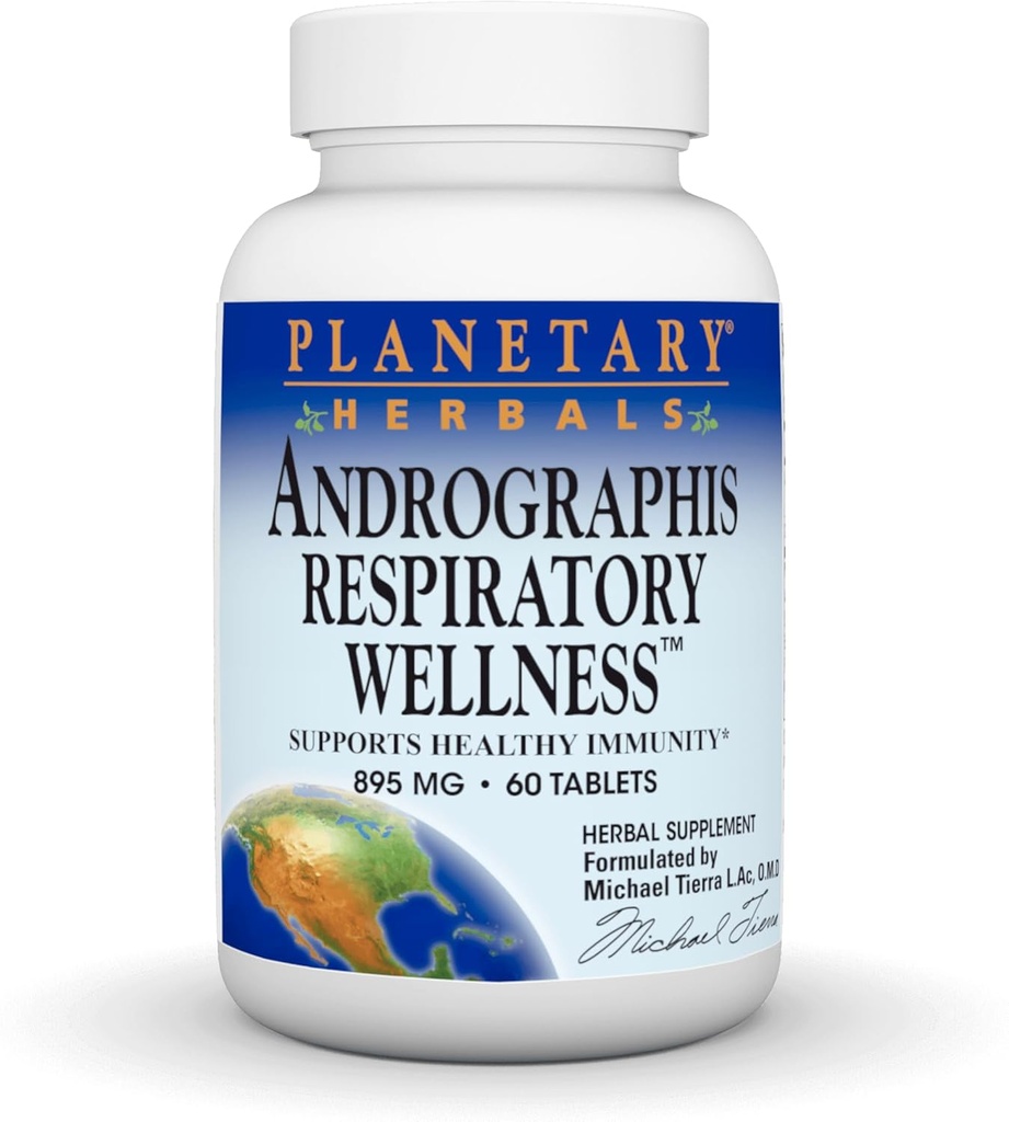 HERBALES PLANÉTAIRES Andrographis Respiration Wellness Supplément nutritionnel, 60 Compte