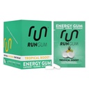 RUN GUM Tropical Boost Energy Chewing Gum 50mg Caffeine Taurine & B-Vitamins Per Piece, 24 Pieces (Pack of 12) Sugar Free, Zero Calorie, No Aspartame, and Gluten Free, 1 ea