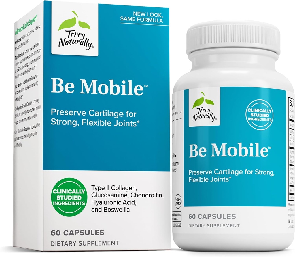 Terry naturellement être mobile - Supplément de collagène pour le soutien de santé conjoint - Supplément alimentaire avec extrait de Boswellia et collagène de type II - Soutien du dos et du genou inférieur - 60 capsules