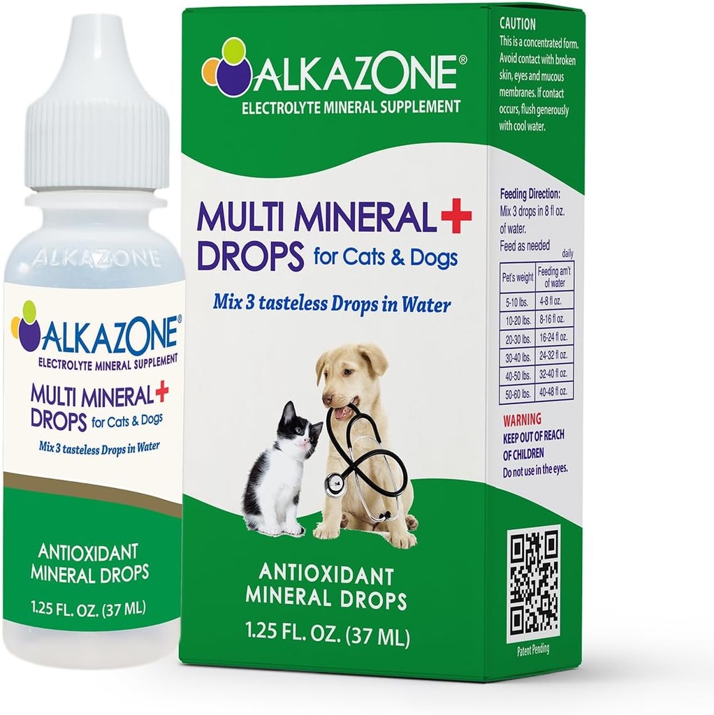 Alkazone Alkaline Multi Mineral gouttes pour chats et chiens - Les animaux sont naturellement conçus pour être plus alcalin que acide. Leur corps peut bénéficier de l'utilisation de l'eau alcaline pour les animaux avec des minéraux