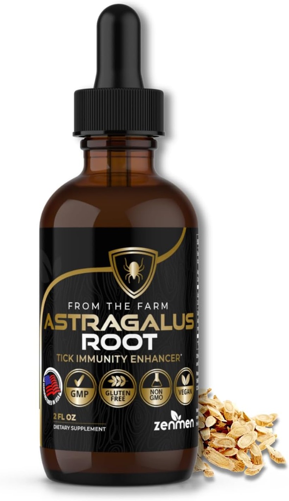 Zenmen Astragalus racine Teinture organique - Tick Immune Support et Immunity Enhancer, source d'antioxydants - Fabriqué aux États-Unis