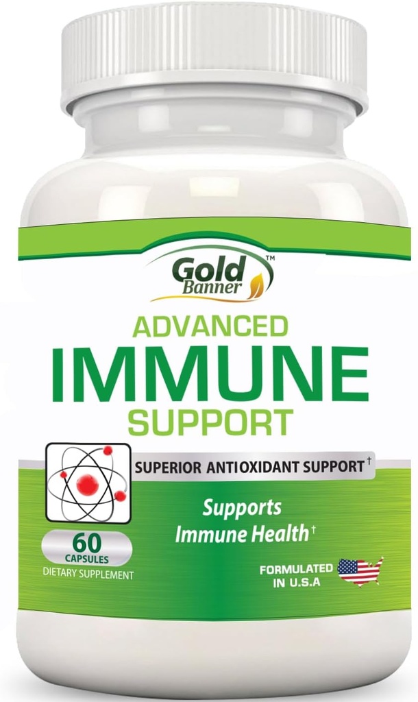 Bannière d'or Immune Supplément de soutien Superior Anti-Oxidant - Boosts Système immunitaire avec framboise rouge, grenade, écorce de pin, graines de raisin, extraits verts- polyphénols, lycopène