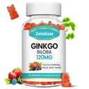 Ginkgo Biloba Gummies pour les femmes et les hommes, Supplément Cerveau Améliorer l'humeur et la concentration, Vegan Mixed Berry Flavor 60 Comte