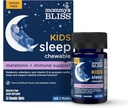 Mommy's Bliss Kids Sleep + Immunity 1 mg Melatonin Chewable, Contains Magnesium, Elderberry, and Vitamin D, Sugar Free, 3 Years+, 1 Bottle (50 Tablets)