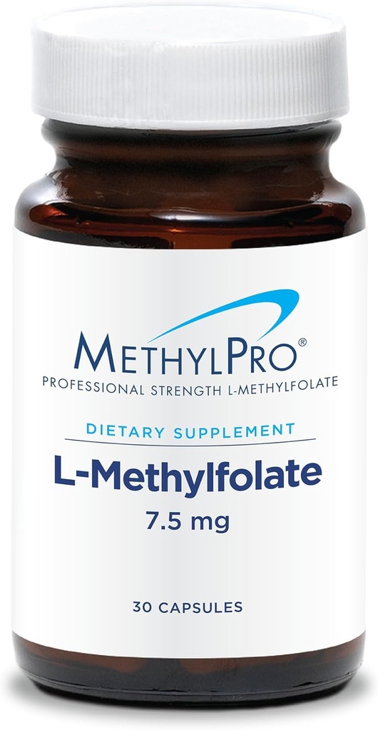MethylPro L-méthylfolate 7,5 mg - L Methylfolate, supplément de méthylfolate pour les femmes et les hommes, vitamine méthylée B9 (5-MTHF) pour la santé du cerveau, focus, calme - 30 capsules (paquet de 1)