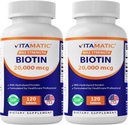 Biotine Vitamatique à haute puissance 20000 mcg (20mg) avec kératine 100mg - 120 comprimés végétariens - Suppléments Biotine pour la peau et les ongles des cheveux sains pour les adultes (120 Nombre (paquet de 2))