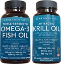Huile de krill antarctique et mélange d'huile de poisson Omega 3 à triple résistance, 1250 mg d'huile de krill et 2200 mg d'huile de poisson par service fournissant Omega 3 EPA et DHA