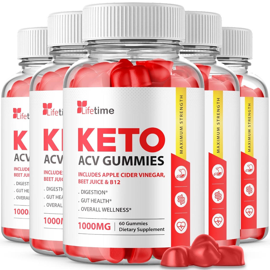 (5 Pack) Gummies Keto Plus ACV à vie - Formule officielle, végétalien, non OGM - Gummies Keto acc à vie, durée de vie Gummies Keto avec vinaigre de cidre de pomme, vitamine B12, jus de grenade (300 Gummies)