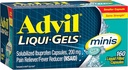 Advil Liqui-Gels Minis analgésique et réducteur de fièvre, médicament pour la douleur pour adultes avec l'ibuprofène 200mg pour soulager la douleur - 160 Capsules remplies de liquide