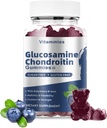 Glucosamine Chondroïtine Gommies avec MSM & Elderberry Extra Strength - Soutien articulaire, Supplément de soutien immunitaire antioxydant pour adultes, hommes et femmes Minéraux, coenzyme Q10, DHA- 60 Blueberry Gommies