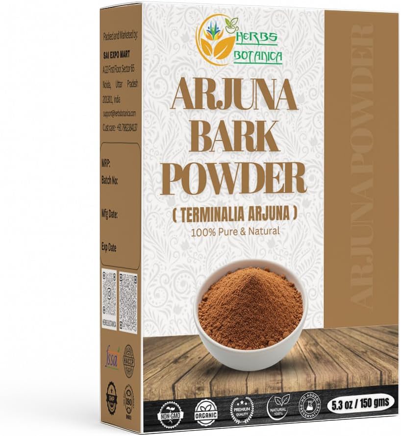 Herbes Botanica Arjuna poudre 100% pur Arjuna poudre d'écorce (Arjun Ki Chaal) pour le thé et le bien-être à base de plantes – Poudre d'écorce d'arbre finement broyée pour usage bricolage – 5,3 oz Pack